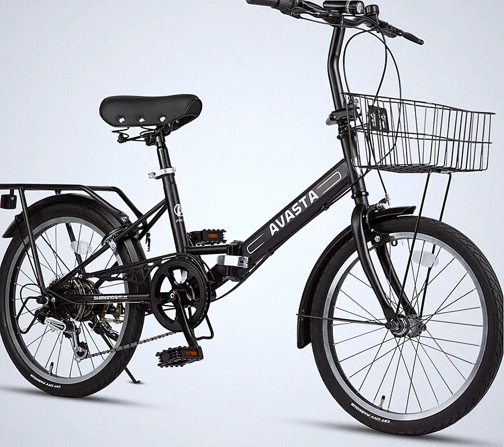 AVASTA Quartet 20 24 Inch Folding Bike with 7-Speed, Dual C-Brake, Fender, Rear