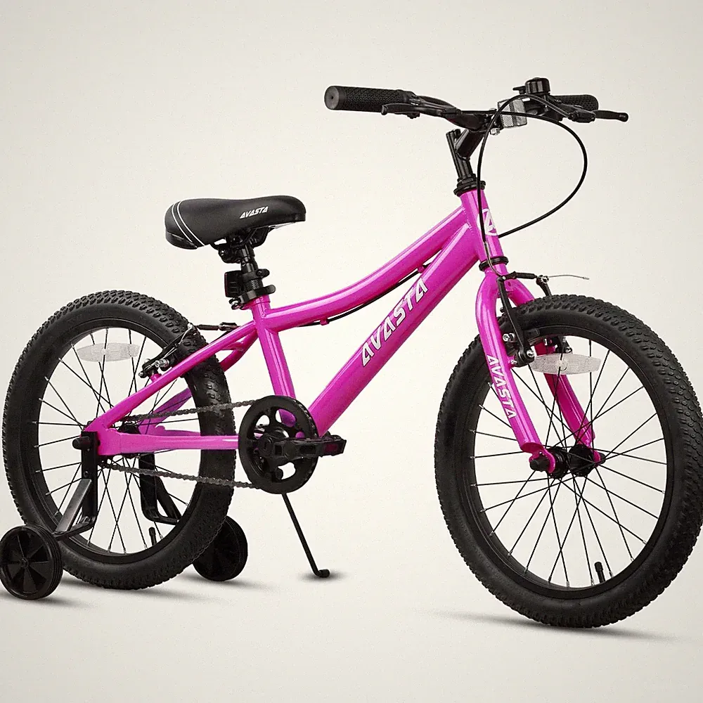 Kids Bike 18 Inch Boys Girls Ages 5-8 Training Wheels Plum Red